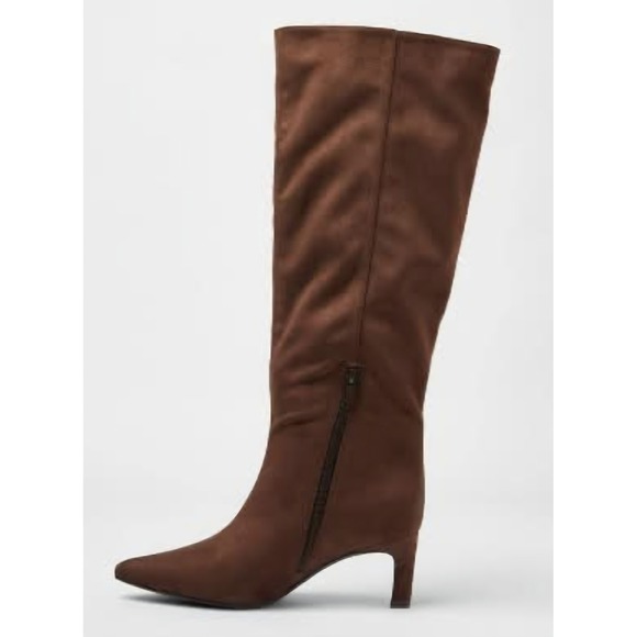 a new day Shoes - A New Day Justice Brown Faux Suede Pointed Toe Kitten Heel Tall Boots 7.5 WC